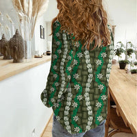 Pikake Maile Tiare Lei Women Casual Shirt Omaomao Lauhala Pattern LT01 - Polynesian Pride