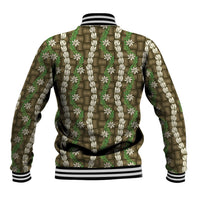 Pikake Maile Tiare Lei Baseball Jacket Natural Lauhala Pattern LT01 - Polynesian Pride
