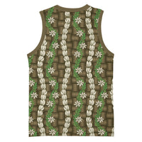 Pikake Maile Tiare Lei Basketball Jersey Natural Lauhala Pattern LT01 - Polynesian Pride
