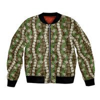 Pikake Maile Tiare Lei Bomber Jacket Natural Lauhala Pattern LT01 Unisex Brown - Polynesian Pride