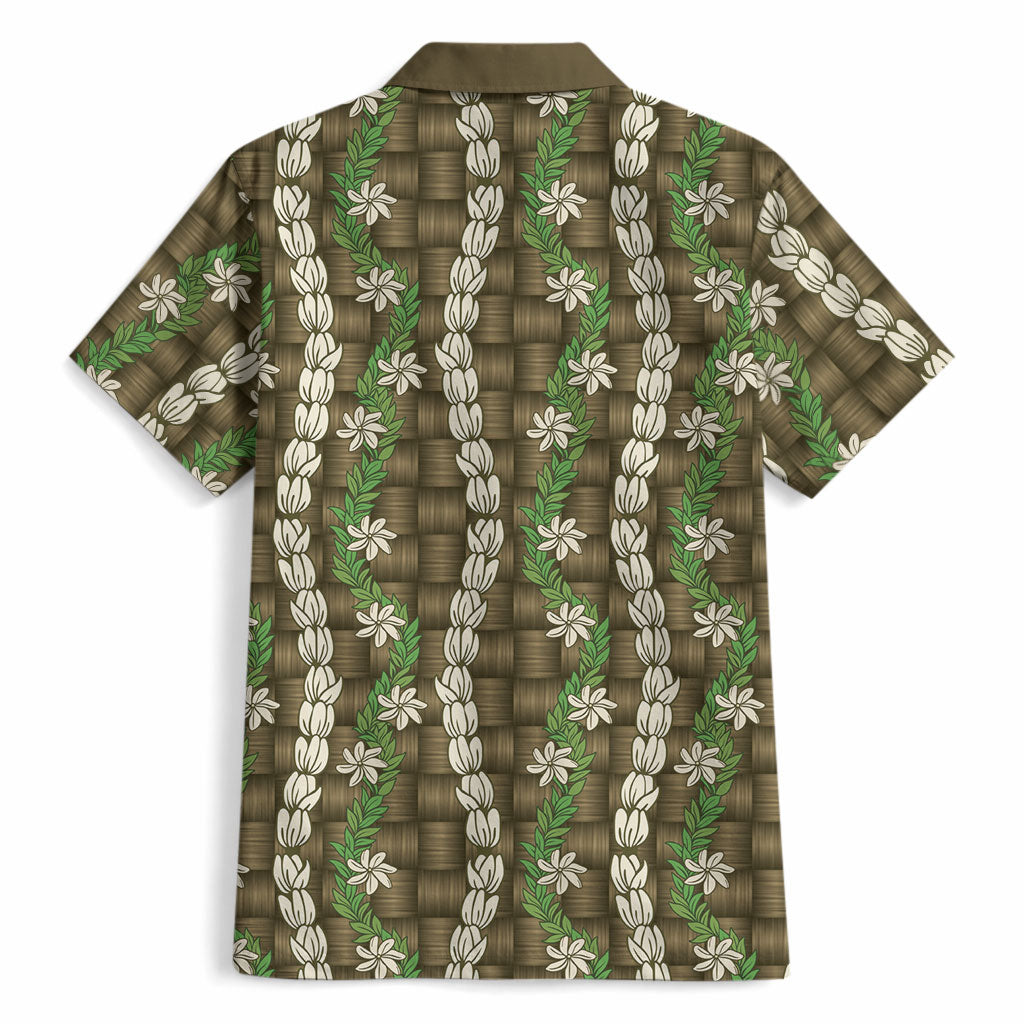 Pikake Maile Tiare Lei Hawaiian Shirt Natural Lauhala Pattern LT01 - Polynesian Pride
