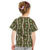 Pikake Maile Tiare Lei Kid T Shirt Natural Lauhala Pattern LT01 - Polynesian Pride