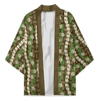 Pikake Maile Tiare Lei Kimono Natural Lauhala Pattern LT01 Unisex Brown - Polynesian Pride