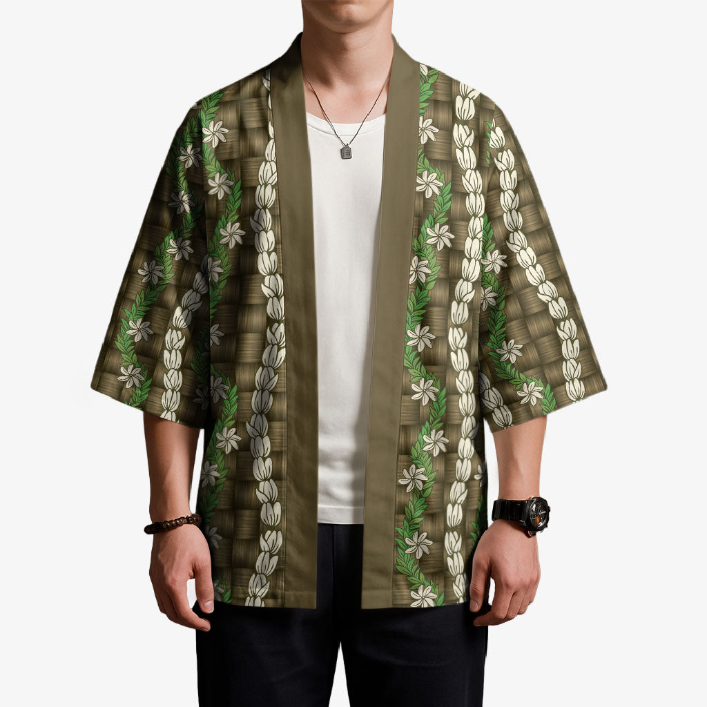 Pikake Maile Tiare Lei Kimono Natural Lauhala Pattern LT01 - Polynesian Pride