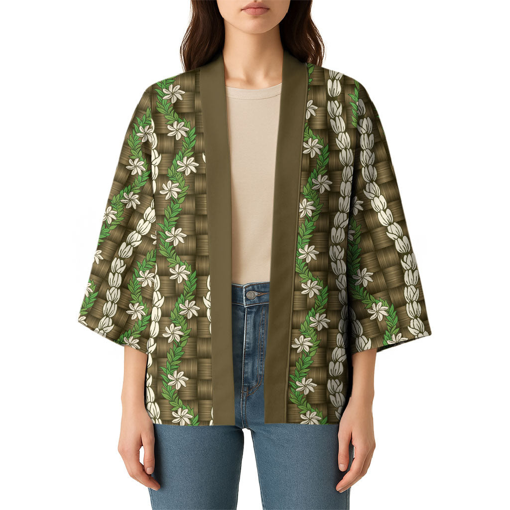 Pikake Maile Tiare Lei Kimono Natural Lauhala Pattern LT01 - Polynesian Pride