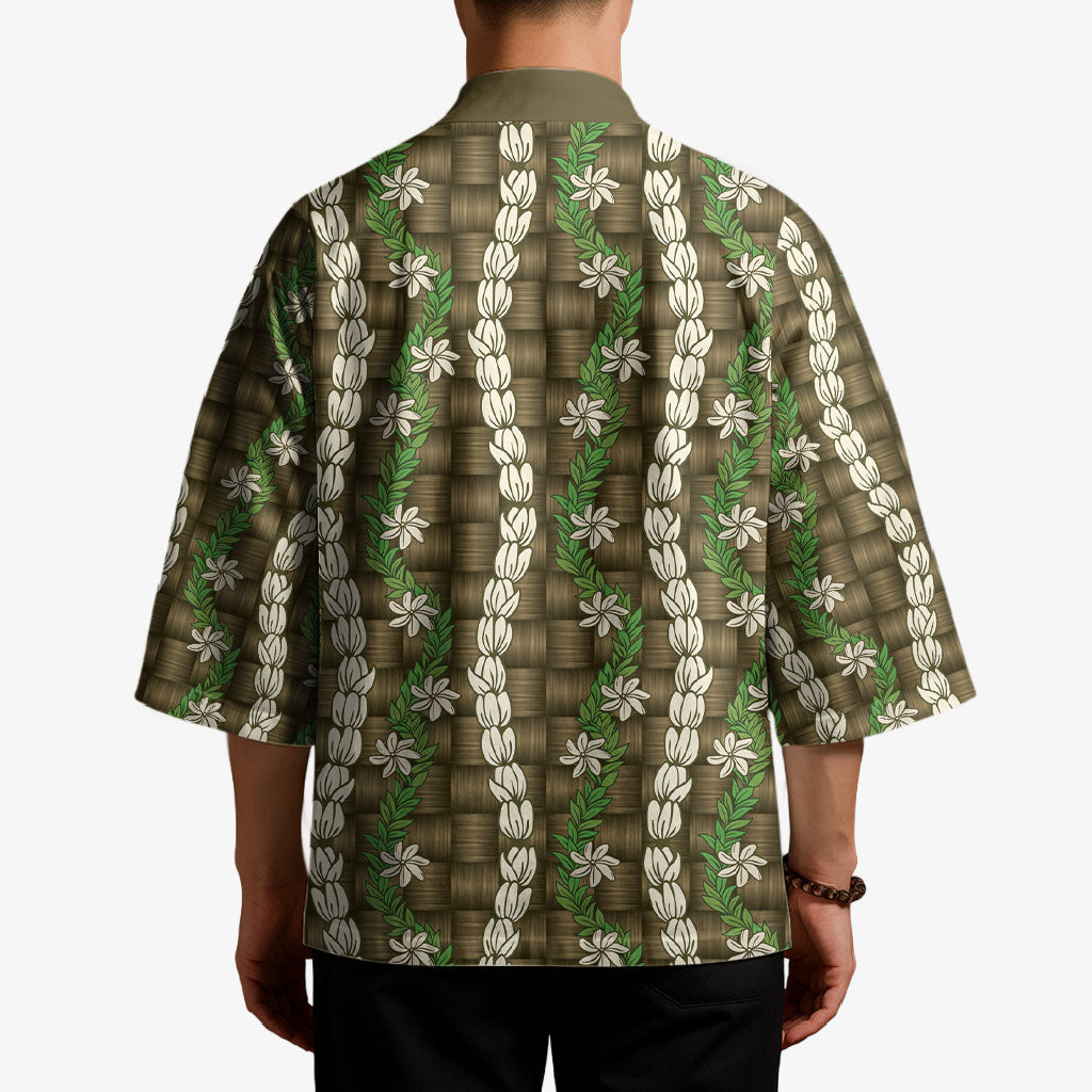 Pikake Maile Tiare Lei Kimono Natural Lauhala Pattern LT01 - Polynesian Pride