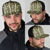 Pikake Maile Tiare Lei Mesh Trucker Cap Natural Lauhala Pattern LT01 - Polynesian Pride
