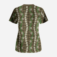 Pikake Maile Tiare Lei Scrub Top Natural Lauhala Pattern LT01 - Polynesian Pride