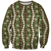 Pikake Maile Tiare Lei Sweatshirt Natural Lauhala Pattern LT01 Unisex Brown - Polynesian Pride