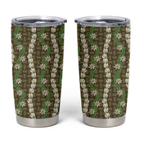 Pikake Maile Tiare Lei Tumbler Cup Natural Lauhala Pattern LT01 Brown - Polynesian Pride