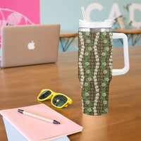Pikake Maile Tiare Lei Tumbler With Handle Natural Lauhala Pattern LT01 - Polynesian Pride