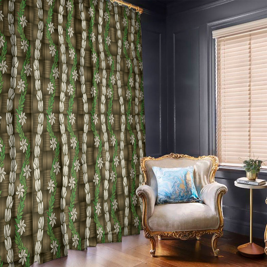 Pikake Maile Tiare Lei Window Curtain Natural Lauhala Pattern LT01 - Polynesian Pride