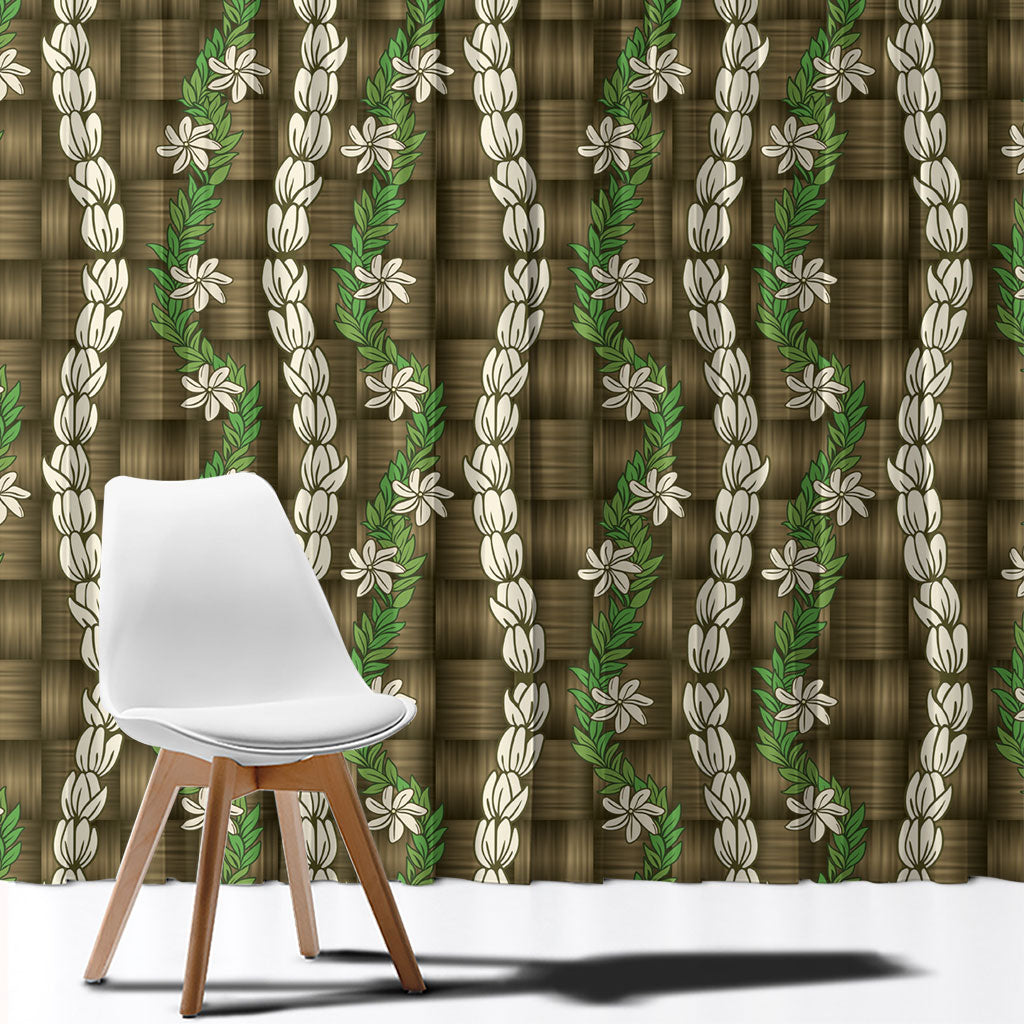 Pikake Maile Tiare Lei Window Curtain Natural Lauhala Pattern LT01 - Polynesian Pride