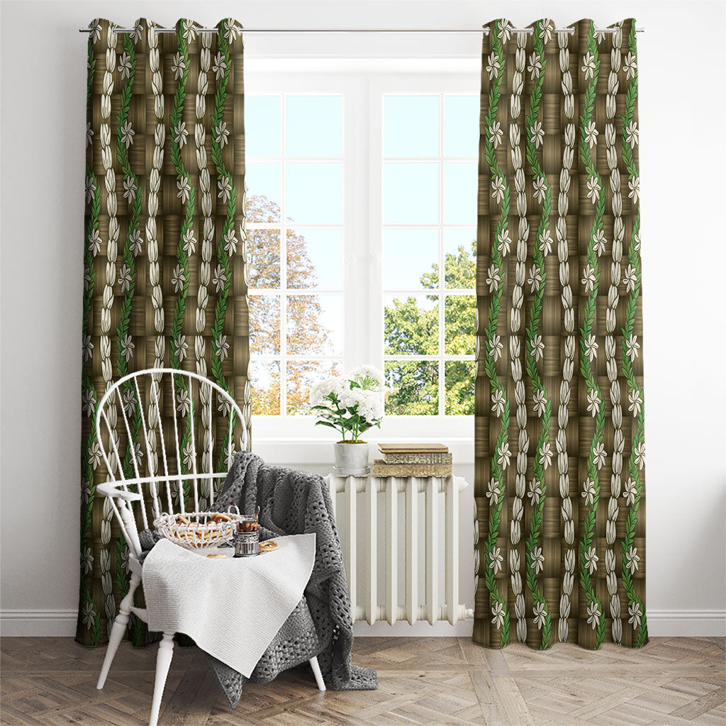 Pikake Maile Tiare Lei Window Curtain Natural Lauhala Pattern LT01 - Polynesian Pride