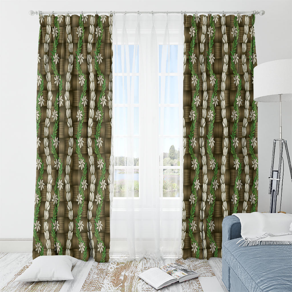 Pikake Maile Tiare Lei Window Curtain Natural Lauhala Pattern LT01 - Polynesian Pride