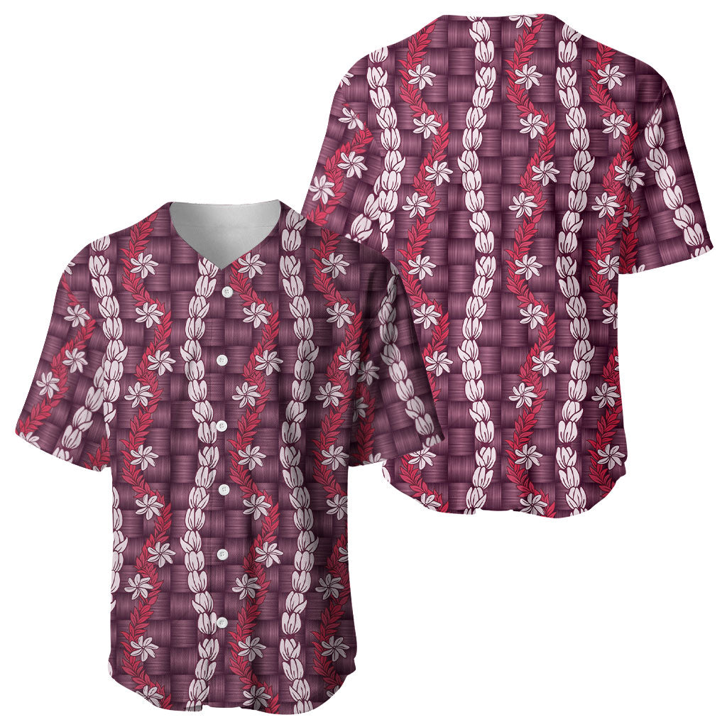 Pikake Maile Tiare Lei Baseball Jersey Akala Lauhala Pattern LT01 - Polynesian Pride