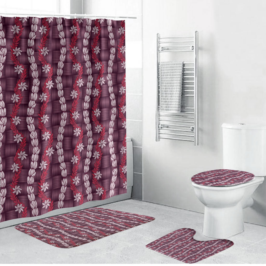 Pikake Maile Tiare Lei Bathroom Set Akala Lauhala Pattern LT01 Bathroom Set (4 pcs) Pink - Polynesian Pride