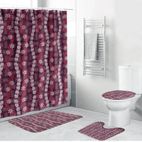 Pikake Maile Tiare Lei Bathroom Set Akala Lauhala Pattern LT01 Bathroom Set (4 pcs) Pink - Polynesian Pride
