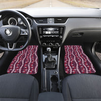 Pikake Maile Tiare Lei Car Mats Akala Lauhala Pattern LT01 Set 2pcs - Front Pink - Polynesian Pride