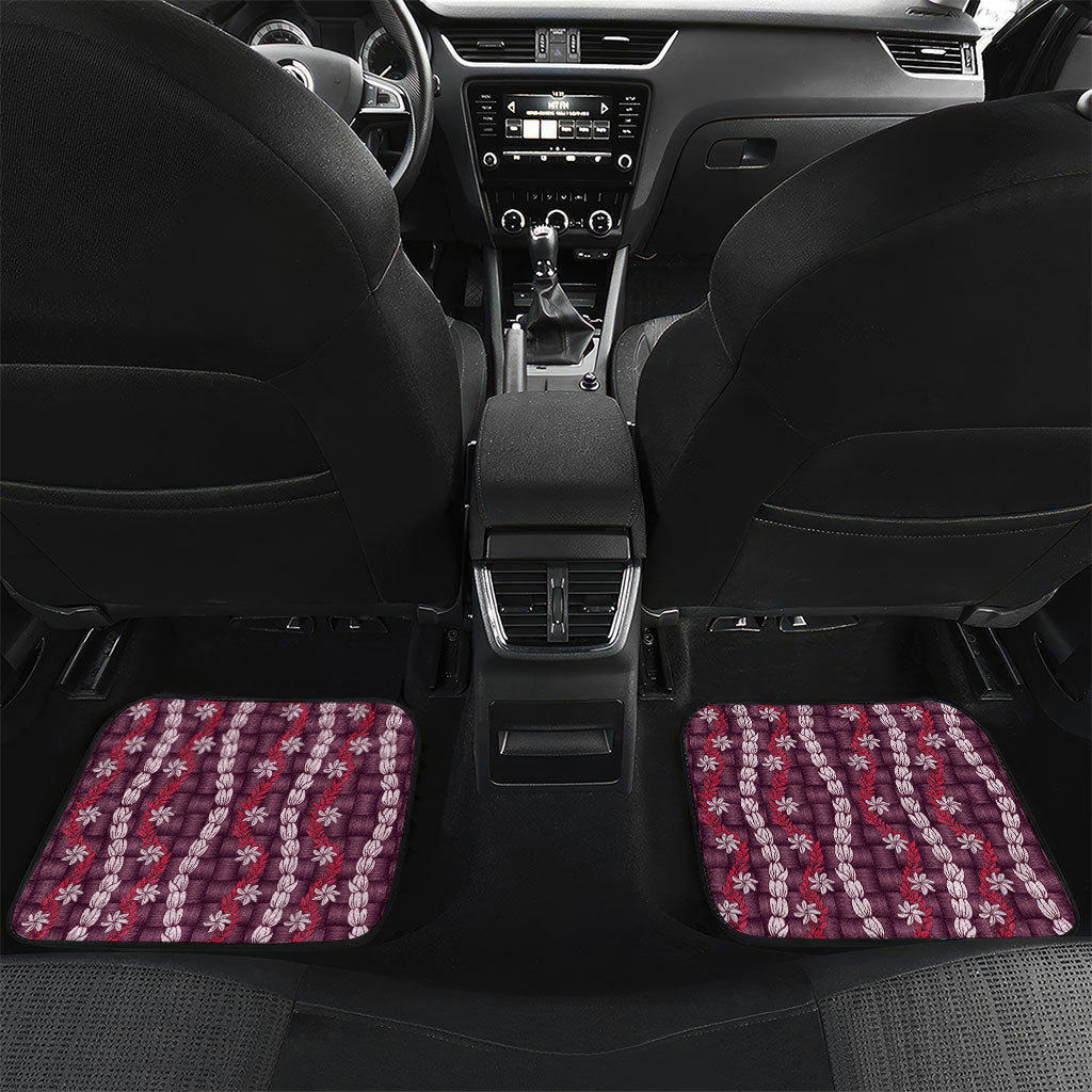 Pikake Maile Tiare Lei Car Mats Akala Lauhala Pattern LT01 Set 2pcs - Back Pink - Polynesian Pride
