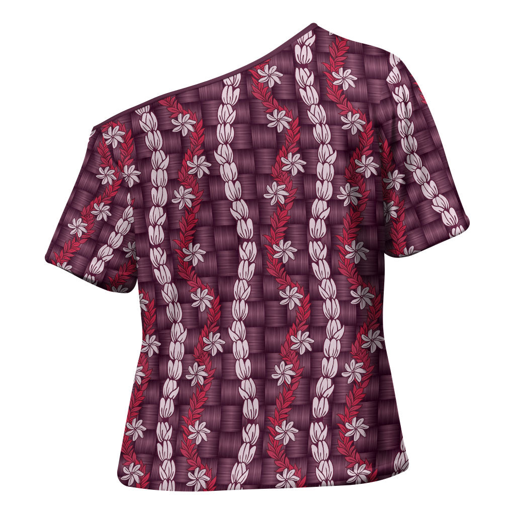 Pikake Maile Tiare Lei Cross Shoulder Shirt Akala Lauhala Pattern LT01 - Polynesian Pride