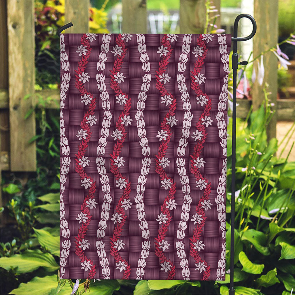 Pikake Maile Tiare Lei Garden Flag Akala Lauhala Pattern LT01 Garden Flag Pink - Polynesian Pride
