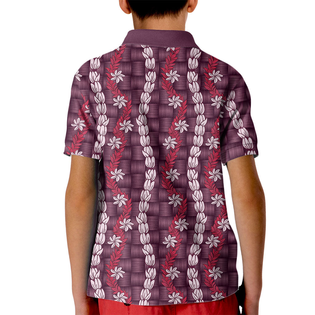 Pikake Maile Tiare Lei Kid Polo Shirt Akala Lauhala Pattern LT01 - Polynesian Pride