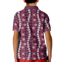 Pikake Maile Tiare Lei Kid Polo Shirt Akala Lauhala Pattern LT01 - Polynesian Pride