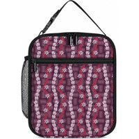 Pikake Maile Tiare Lei Lunch Bag Akala Lauhala Pattern LT01 10.2 × 8.3 × 4.3 inch Pink - Polynesian Pride