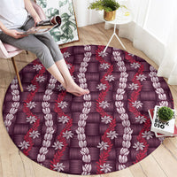 Pikake Maile Tiare Lei Round Carpet Akala Lauhala Pattern LT01 - Polynesian Pride