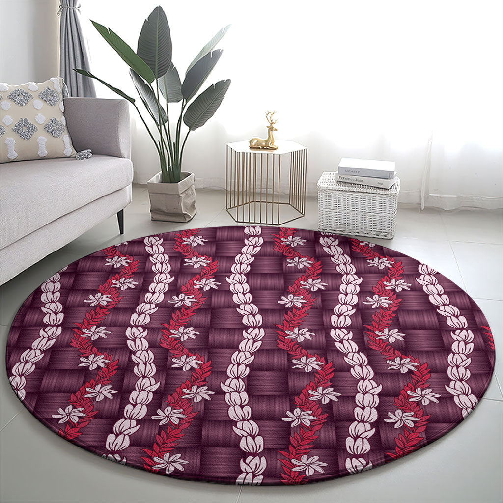 Pikake Maile Tiare Lei Round Carpet Akala Lauhala Pattern LT01 - Polynesian Pride