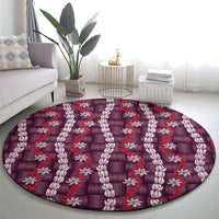Pikake Maile Tiare Lei Round Carpet Akala Lauhala Pattern LT01 - Polynesian Pride