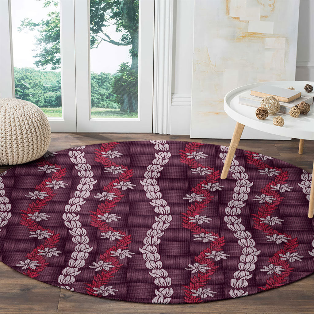 Pikake Maile Tiare Lei Round Carpet Akala Lauhala Pattern LT01 - Polynesian Pride
