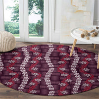 Pikake Maile Tiare Lei Round Carpet Akala Lauhala Pattern LT01 - Polynesian Pride