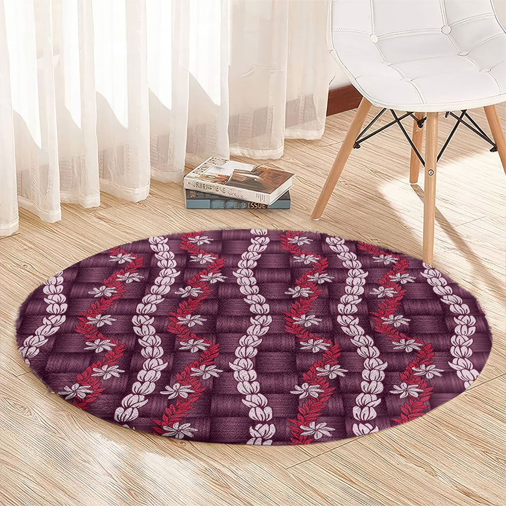 Pikake Maile Tiare Lei Round Carpet Akala Lauhala Pattern LT01 - Polynesian Pride