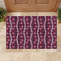 Pikake Maile Tiare Lei Rubber Doormat Akala Lauhala Pattern LT01 Pink - Polynesian Pride