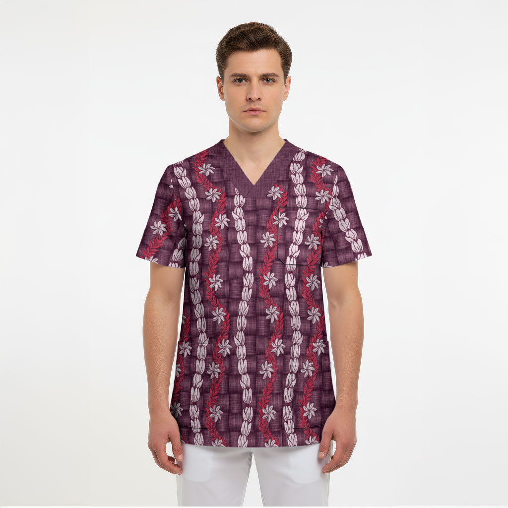 Pikake Maile Tiare Lei Scrub Top Akala Lauhala Pattern LT01 - Polynesian Pride