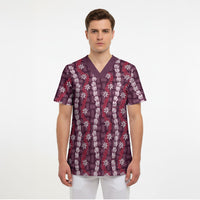 Pikake Maile Tiare Lei Scrub Top Akala Lauhala Pattern LT01 - Polynesian Pride