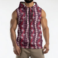 Pikake Maile Tiare Lei Sleeveless Zip Hoodie Akala Lauhala Pattern LT01 - Polynesian Pride