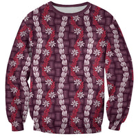 Pikake Maile Tiare Lei Sweatshirt Akala Lauhala Pattern LT01 Unisex Pink - Polynesian Pride