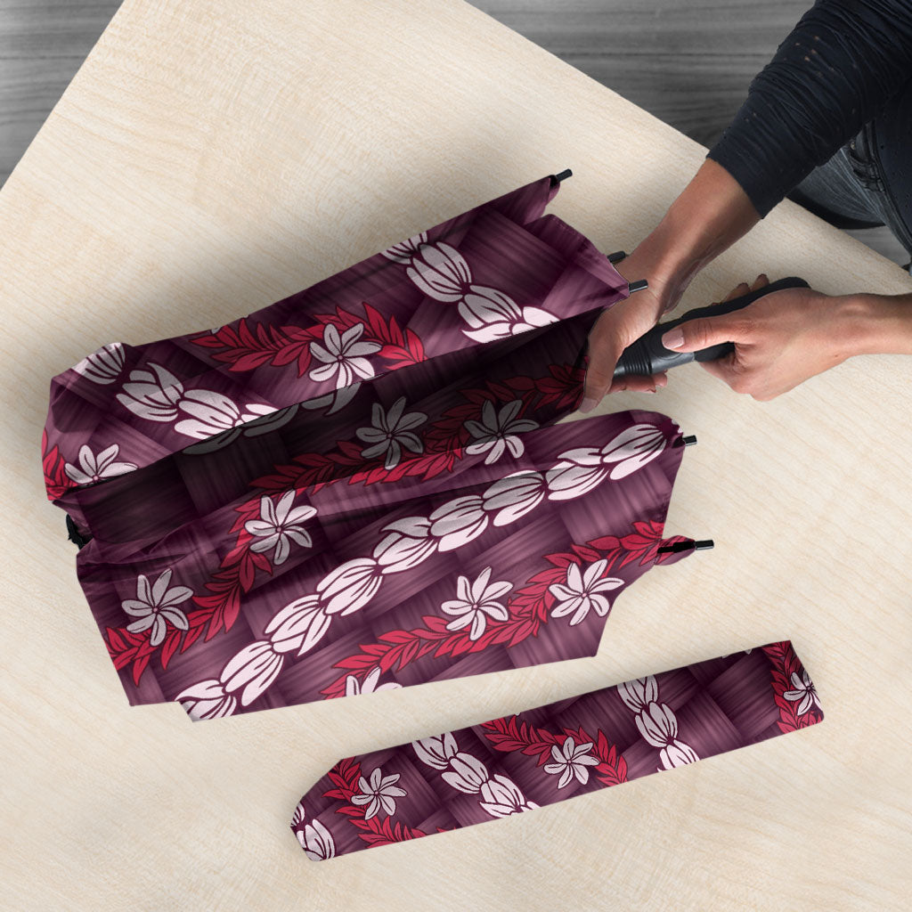 Pikake Maile Tiare Lei Umbrella Akala Lauhala Pattern LT01 - Polynesian Pride