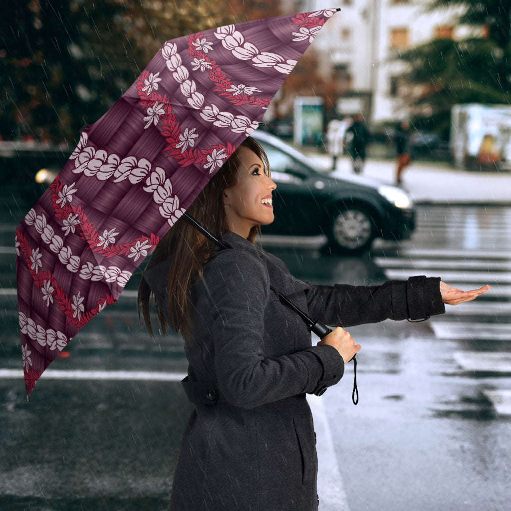 Pikake Maile Tiare Lei Umbrella Akala Lauhala Pattern LT01 - Polynesian Pride
