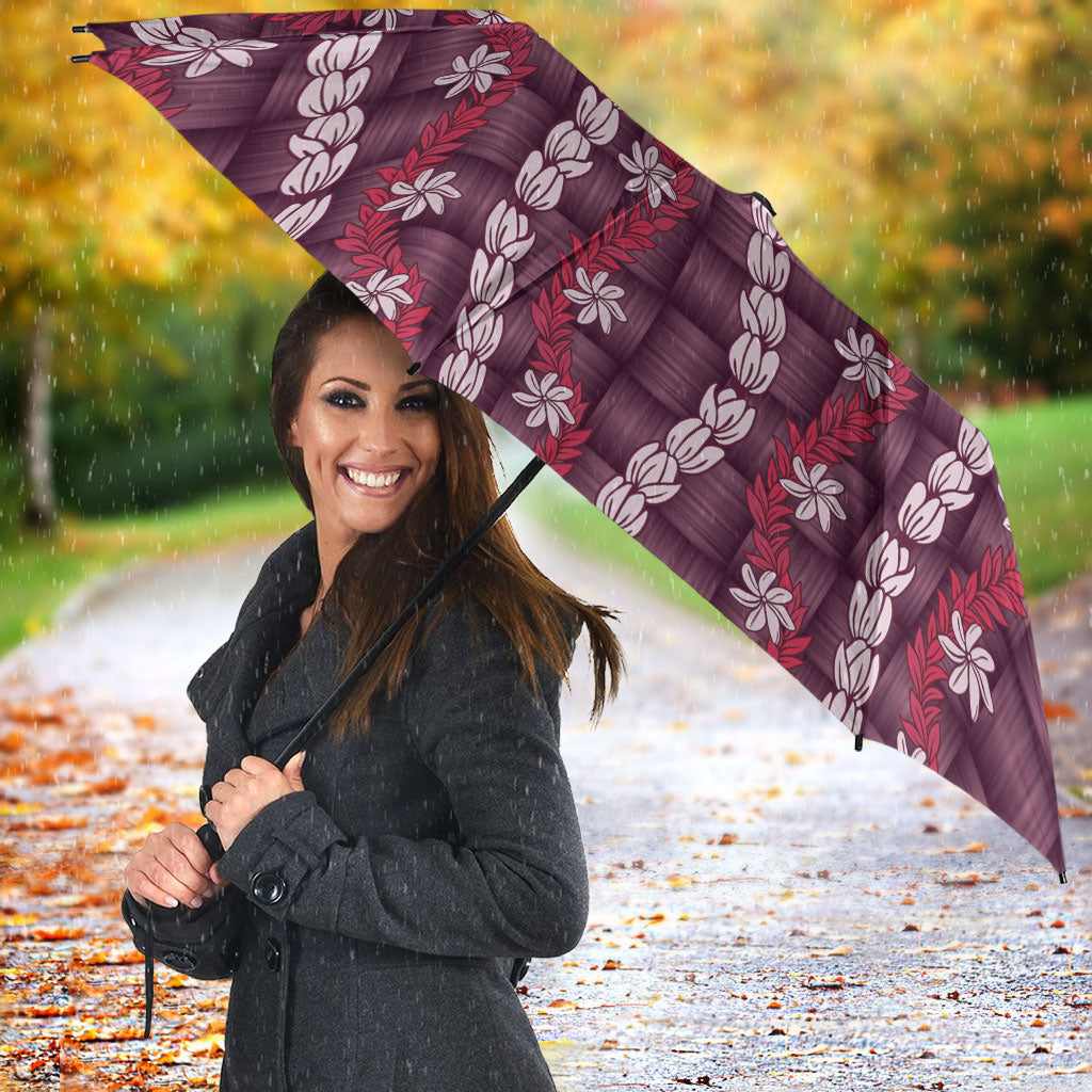 Pikake Maile Tiare Lei Umbrella Akala Lauhala Pattern LT01 - Polynesian Pride