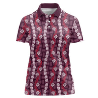 Pikake Maile Tiare Lei Women Polo Shirt Akala Lauhala Pattern LT01 Female Pink - Polynesian Pride
