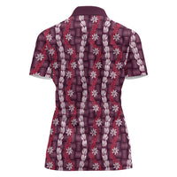 Pikake Maile Tiare Lei Women Polo Shirt Akala Lauhala Pattern LT01 - Polynesian Pride