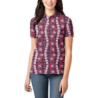 Pikake Maile Tiare Lei Women Polo Shirt Akala Lauhala Pattern LT01 - Polynesian Pride
