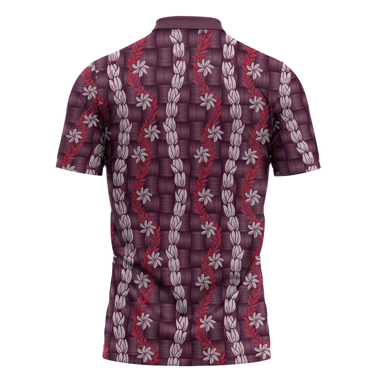 Pikake Maile Tiare Lei Zipper Polo Shirt Akala Lauhala Pattern LT01 - Polynesian Pride
