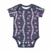Pikake Maile Tiare Lei Baby Onesie Poni Lauhala Pattern LT01 Purple - Polynesian Pride