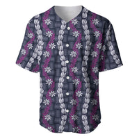 Pikake Maile Tiare Lei Baseball Jersey Poni Lauhala Pattern LT01 Purple - Polynesian Pride