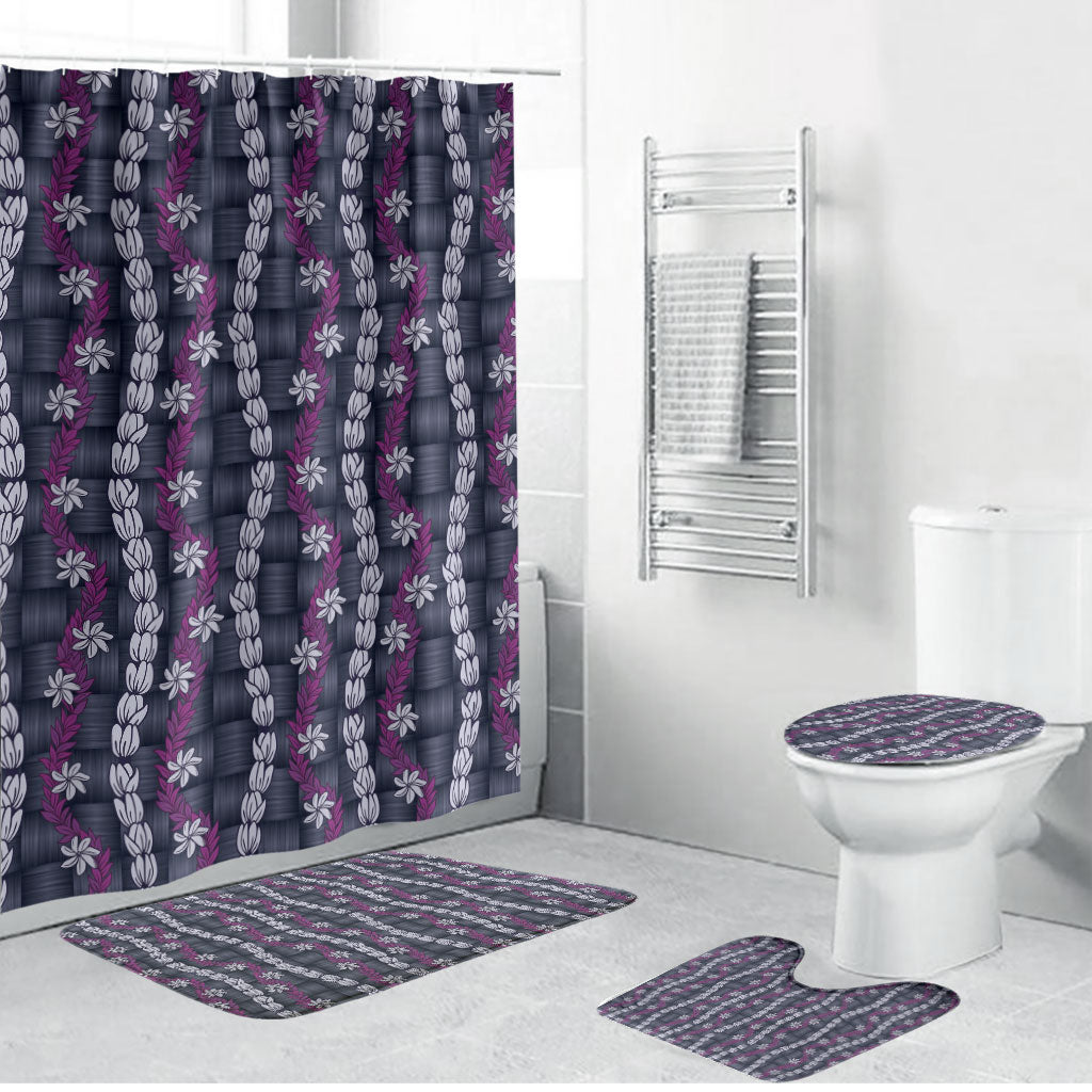 Pikake Maile Tiare Lei Bathroom Set Poni Lauhala Pattern LT01 Bathroom Set (4 pcs) Purple - Polynesian Pride
